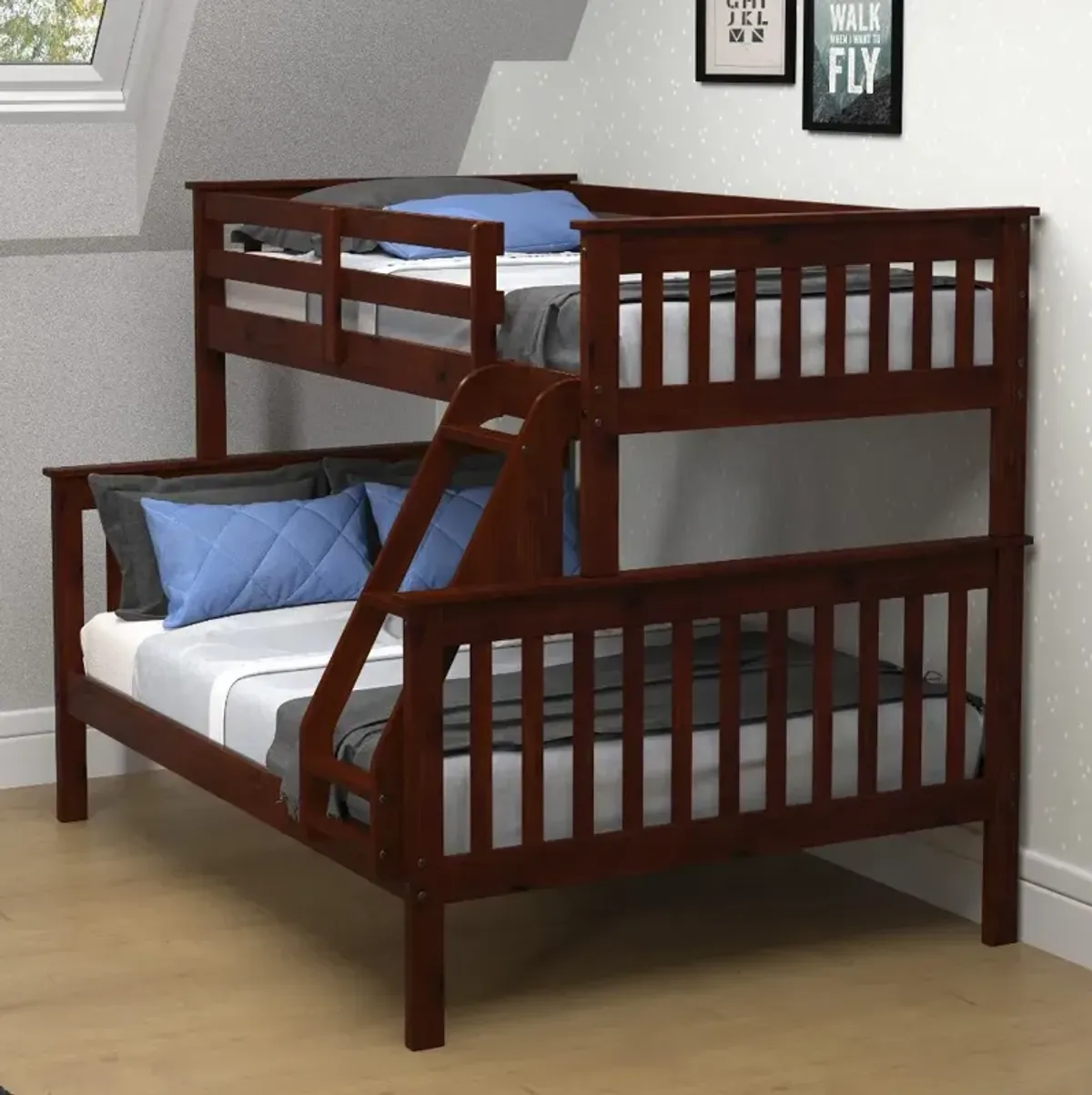 Dark Cappuccino Brown Twin-over-Full Bunk Bed - Craftsman