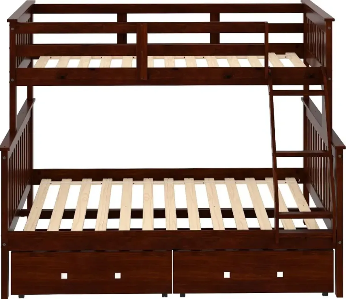 Dark Cappuccino Brown Twin-over-Full Bunk Bed - Craftsman