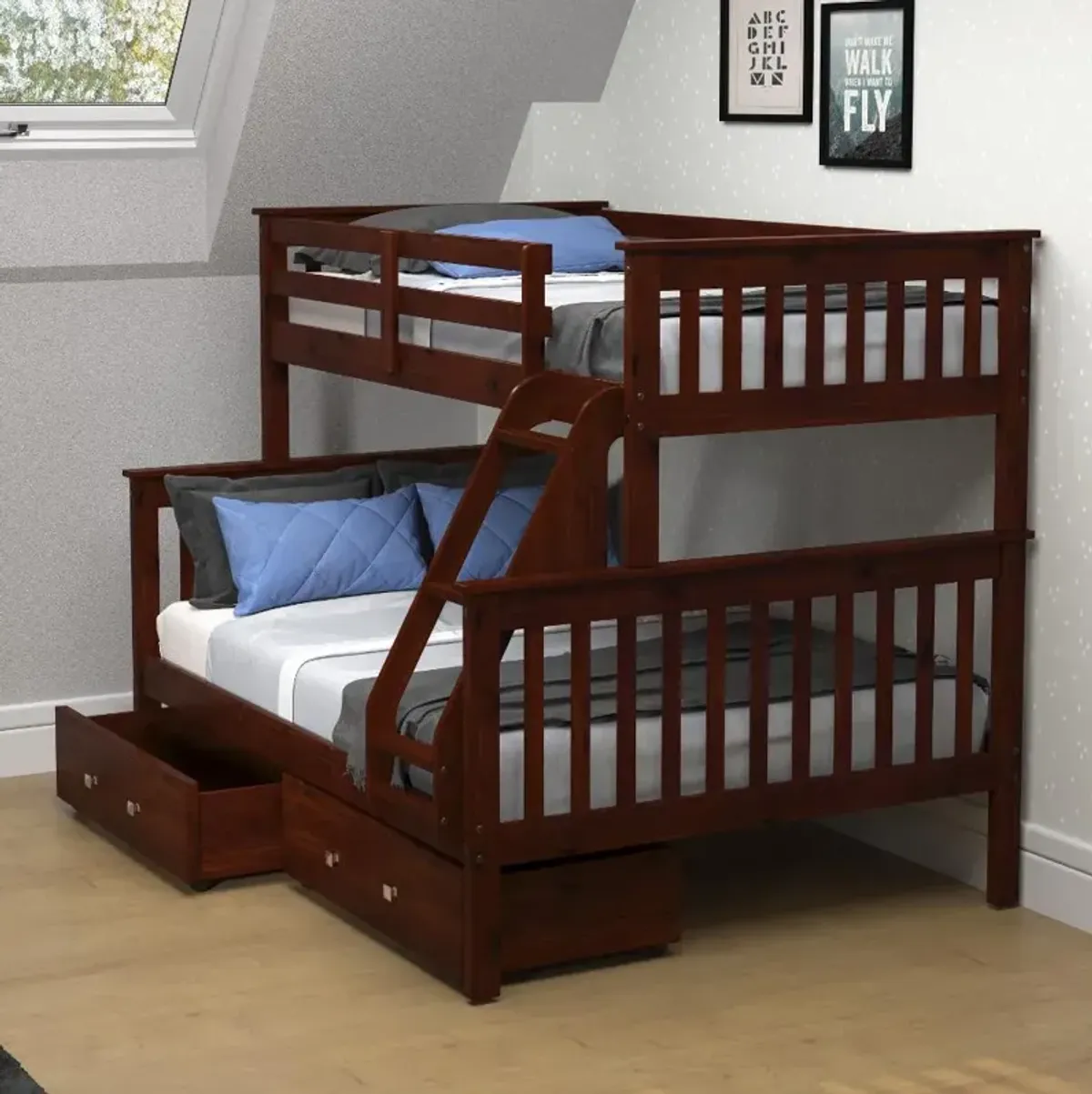 Dark Cappuccino Brown Twin-over-Full Bunk Bed - Craftsman