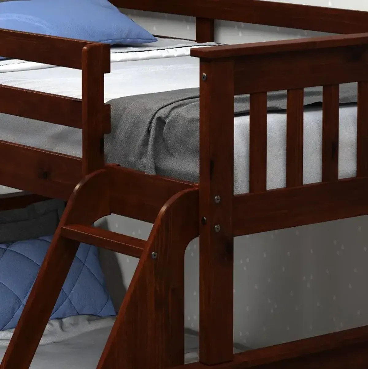 Dark Cappuccino Brown Twin-over-Full Bunk Bed - Craftsman