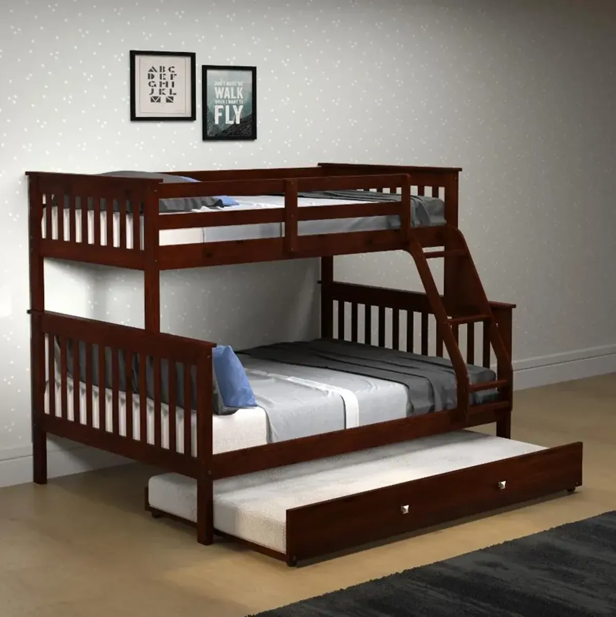 Dark Cappuccino Brown Twin-over-Full Bunk Bed - Craftsman