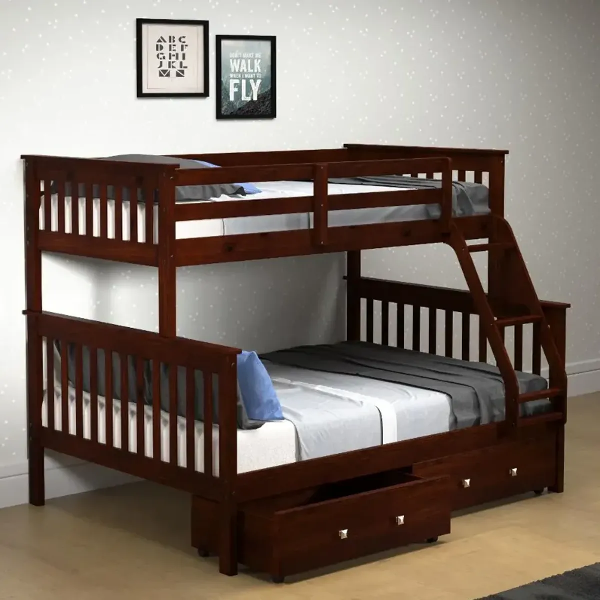 Dark Cappuccino Brown Twin-over-Full Bunk Bed - Craftsman