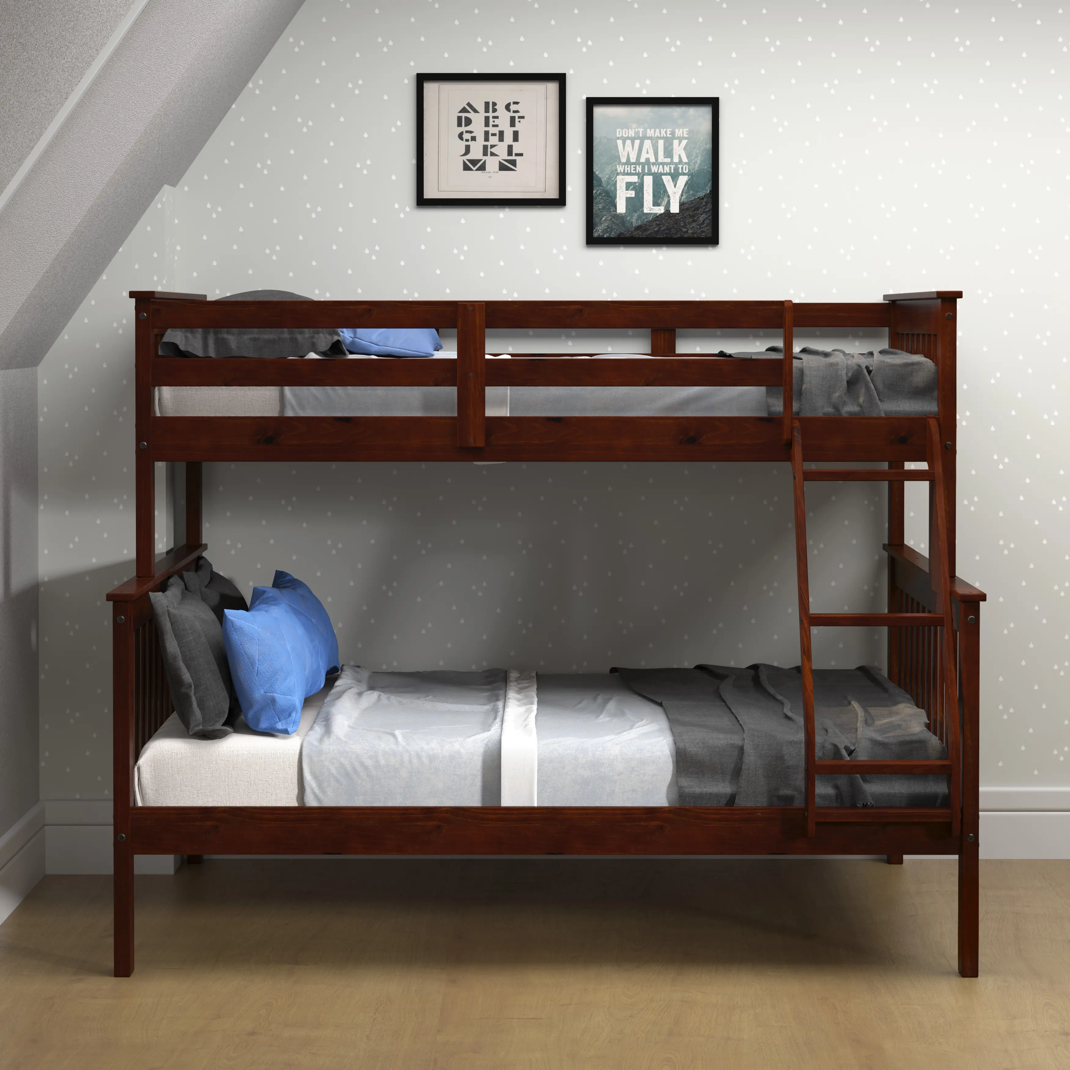 Dark Cappuccino Brown Twin-over-Full Bunk Bed - Craftsman