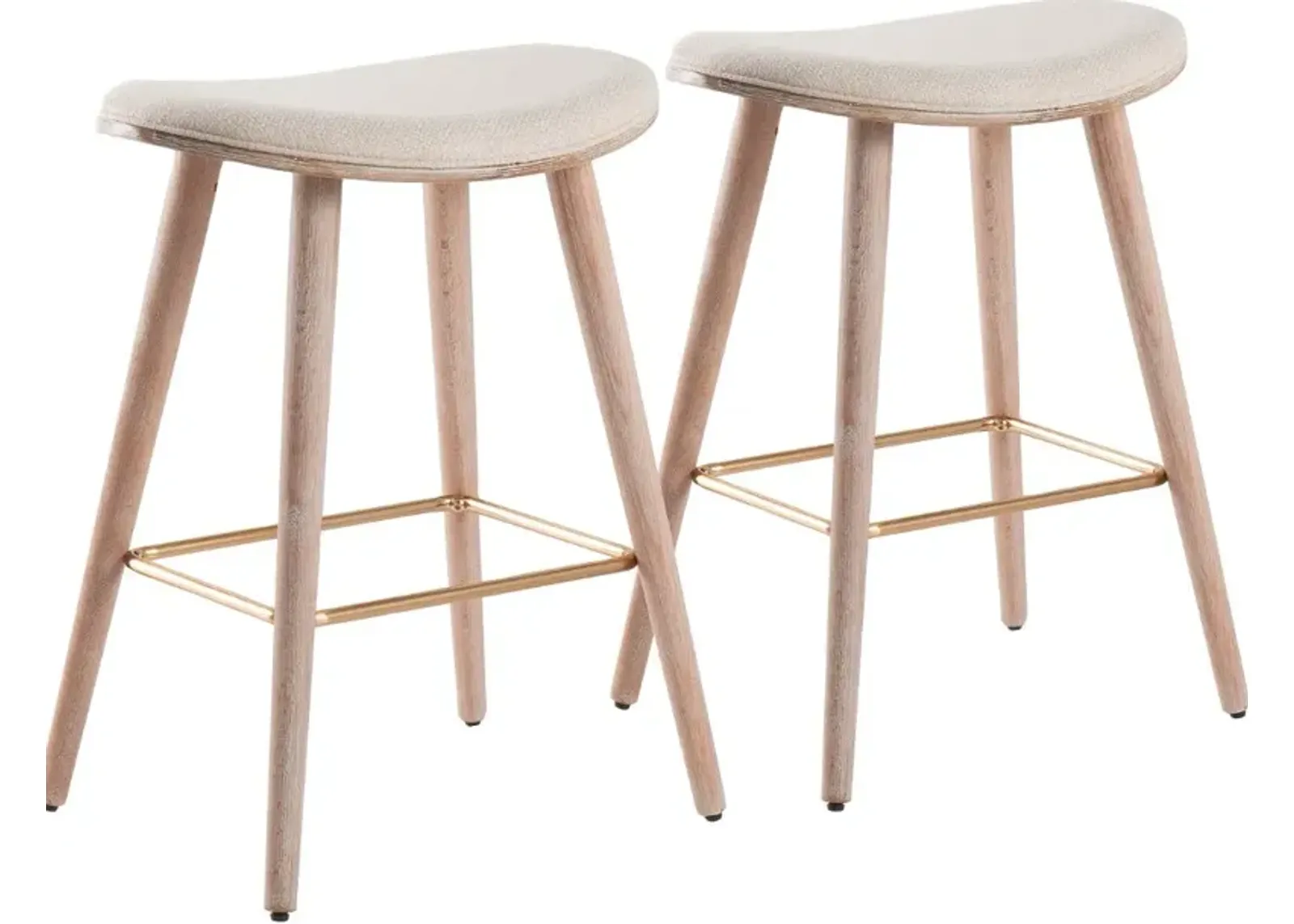 Mid Century 26 Inch Counter Height Stool (Set of 2) - Saddle