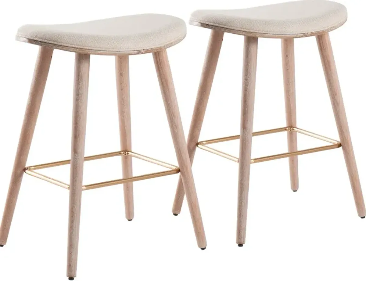 Mid Century 26 Inch Counter Height Stool (Set of 2) - Saddle