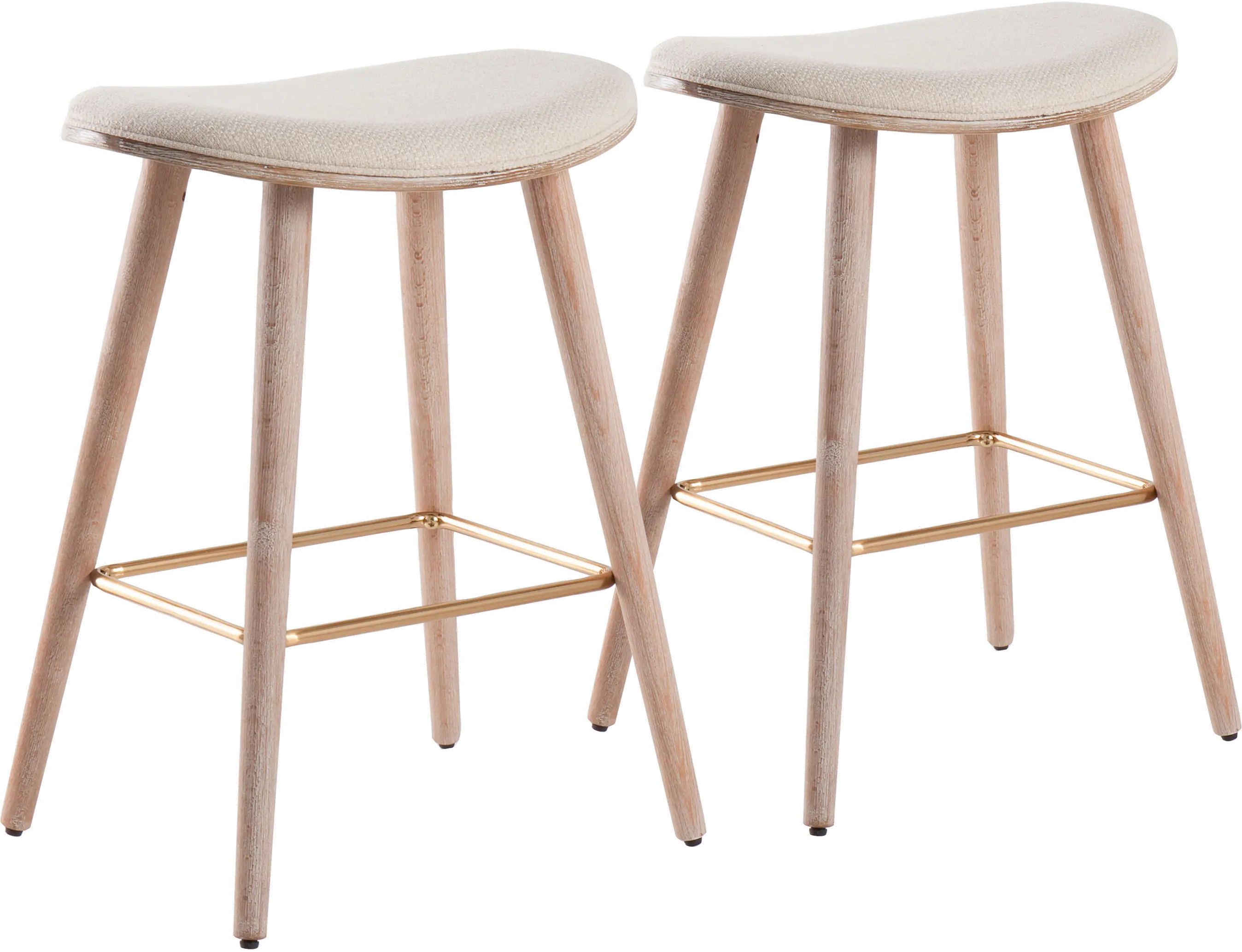 Mid Century 26 Inch Counter Height Stool (Set of 2) - Saddle