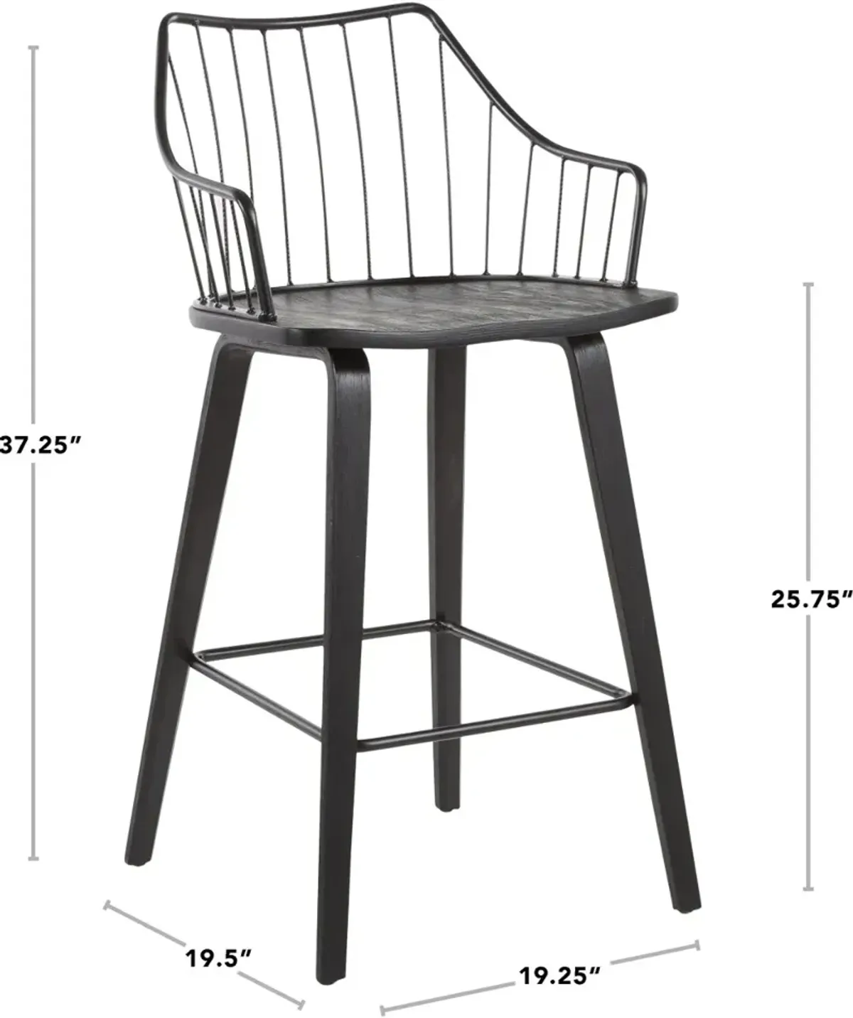 Winston Black Counter Stool