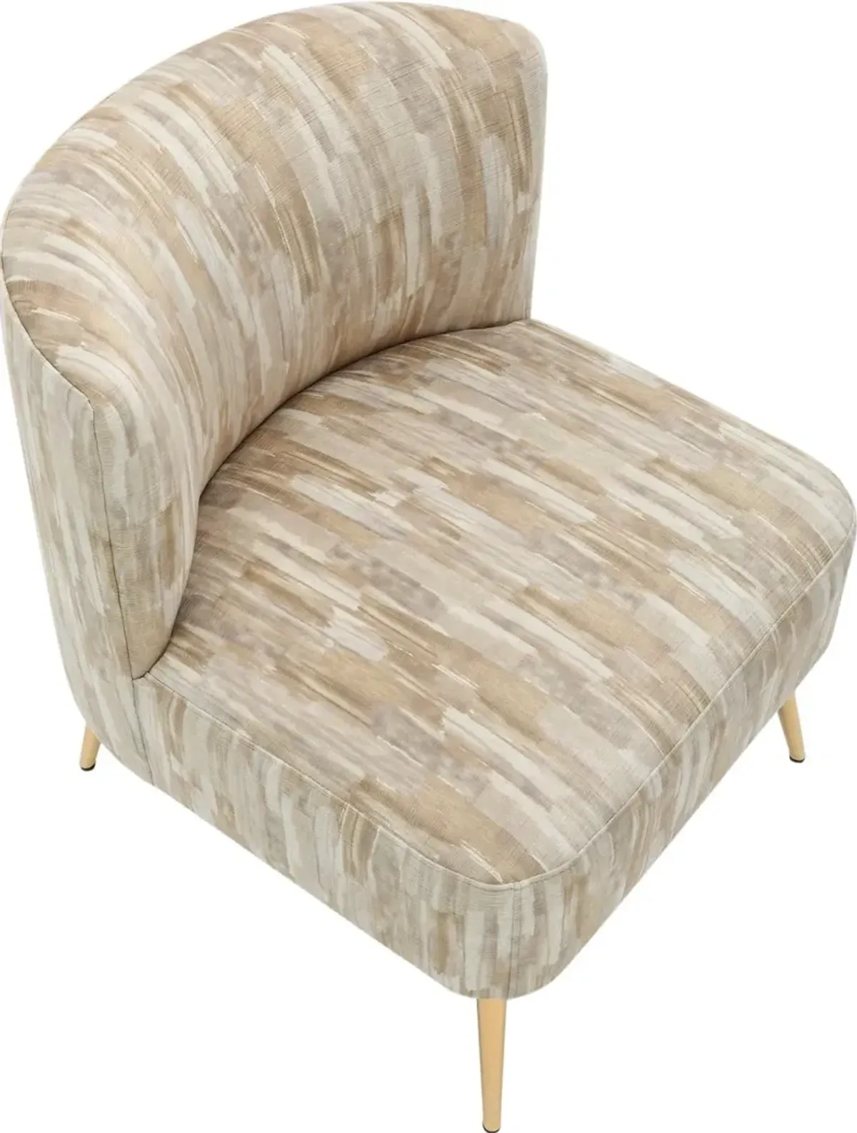 Contemporary Light Brown Slipper Chair with Gold Legs - Luna