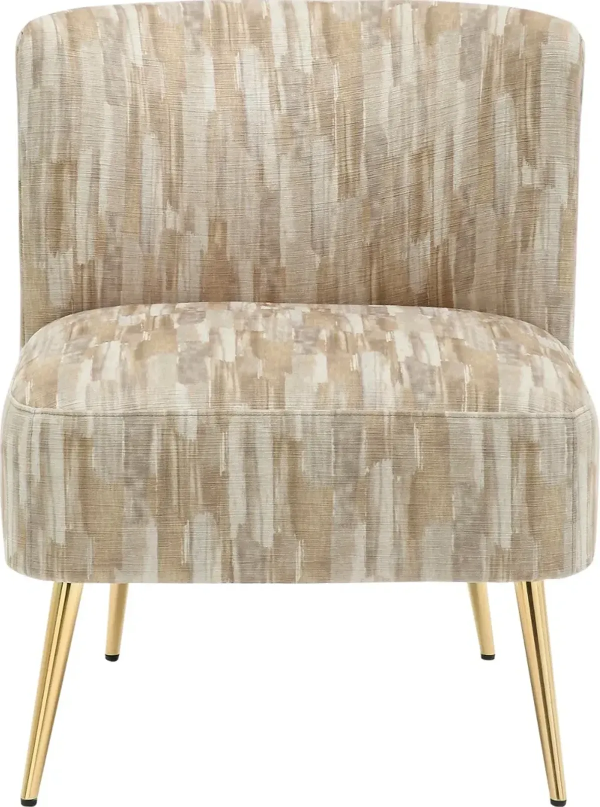 Contemporary Light Brown Slipper Chair with Gold Legs - Luna