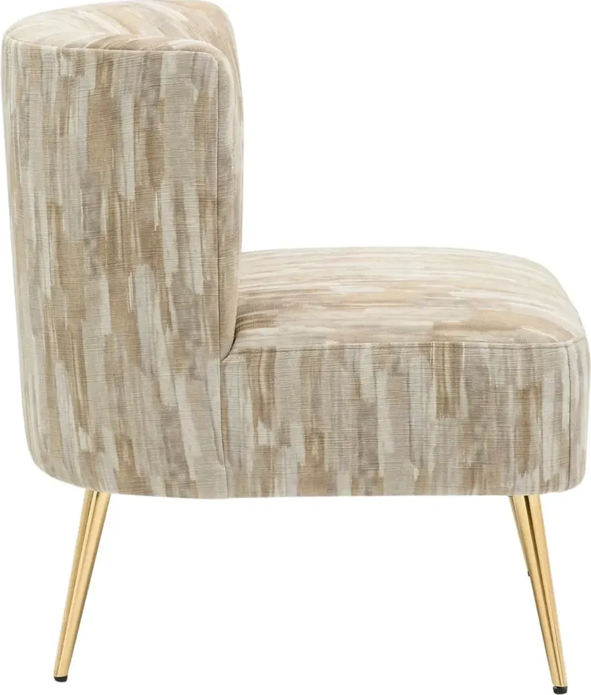 Contemporary Light Brown Slipper Chair with Gold Legs - Luna