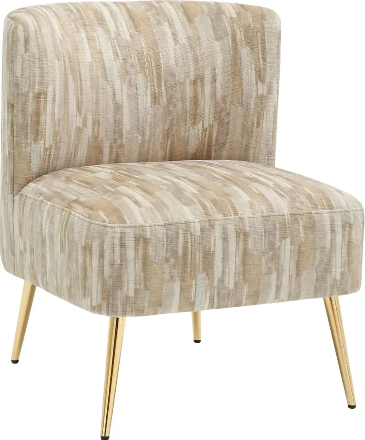 Contemporary Light Brown Slipper Chair with Gold Legs - Luna