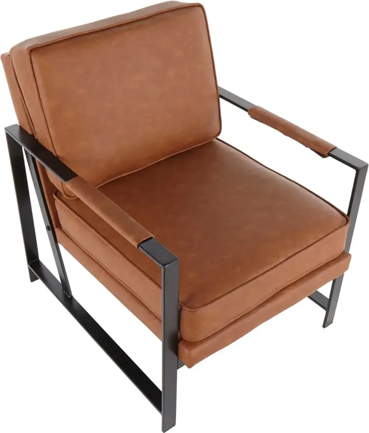 Contemporary Camel Brown Faux Leather Arm Chair - Franklin