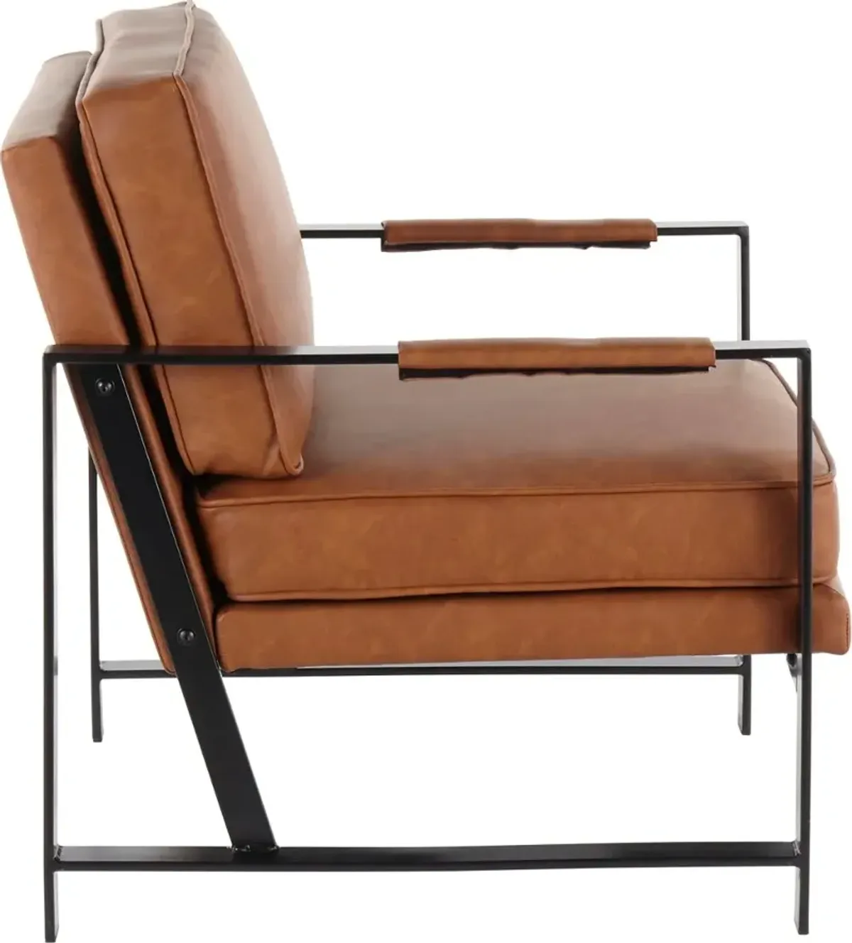 Contemporary Camel Brown Faux Leather Arm Chair - Franklin