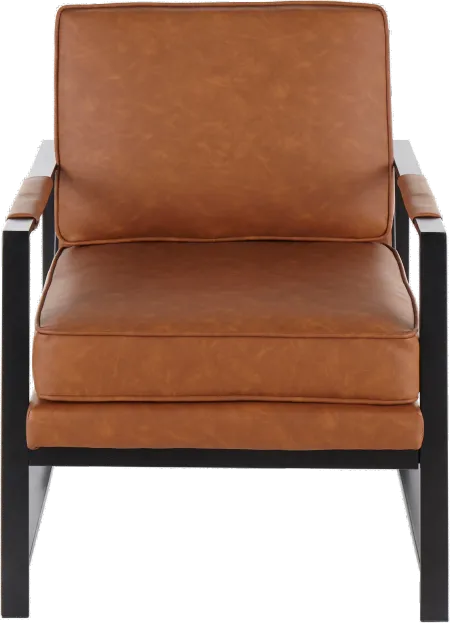 Contemporary Camel Brown Faux Leather Arm Chair - Franklin
