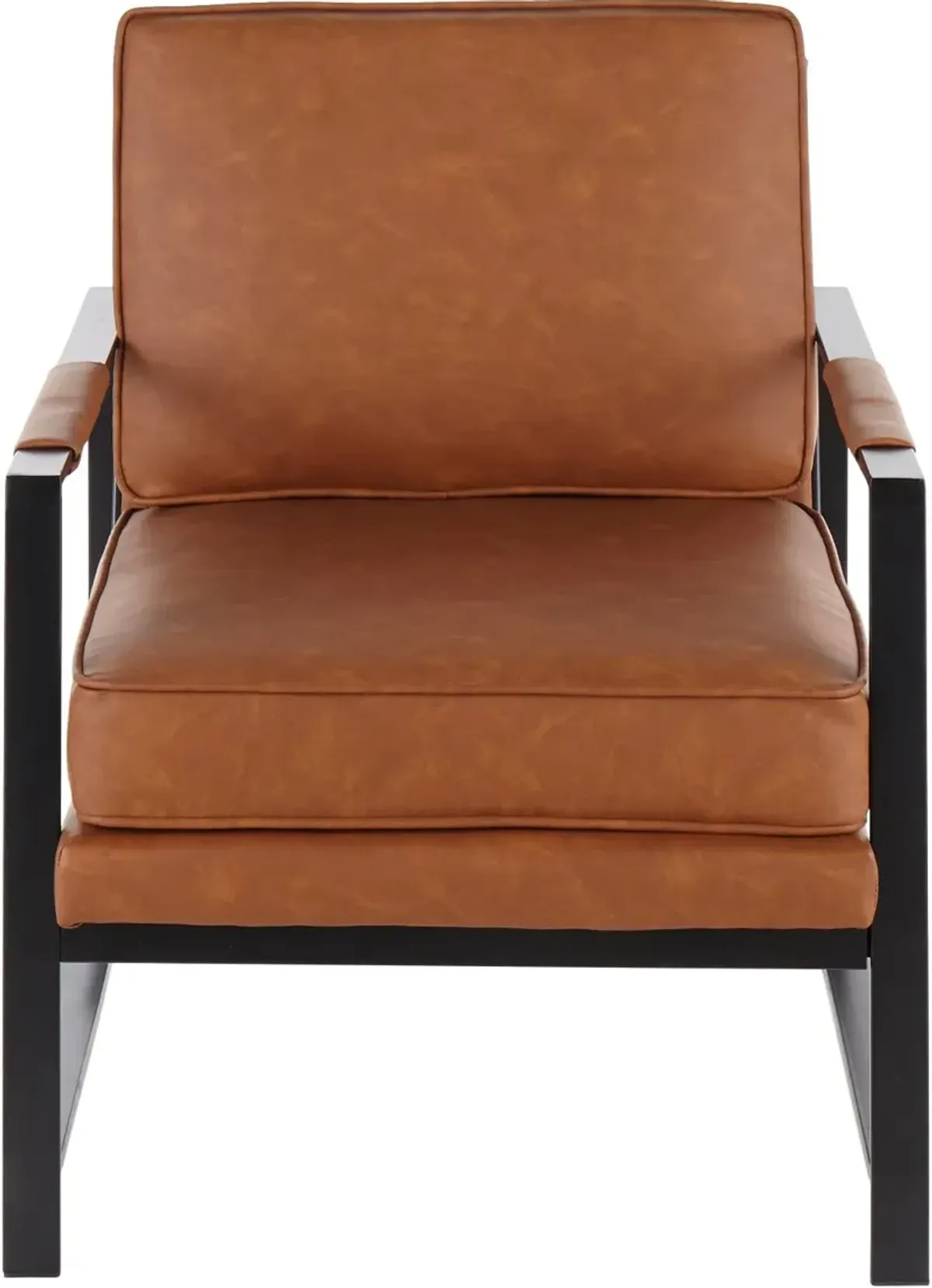 Contemporary Camel Brown Faux Leather Arm Chair - Franklin