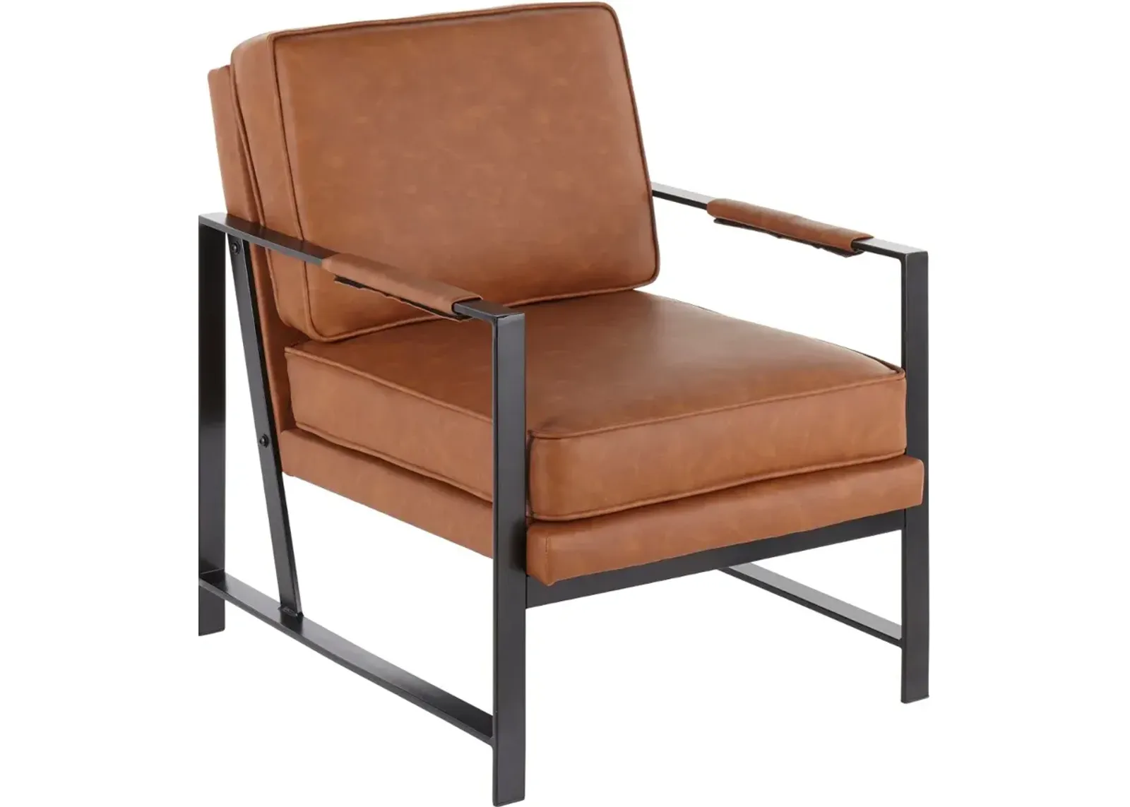 Contemporary Camel Brown Faux Leather Arm Chair - Franklin