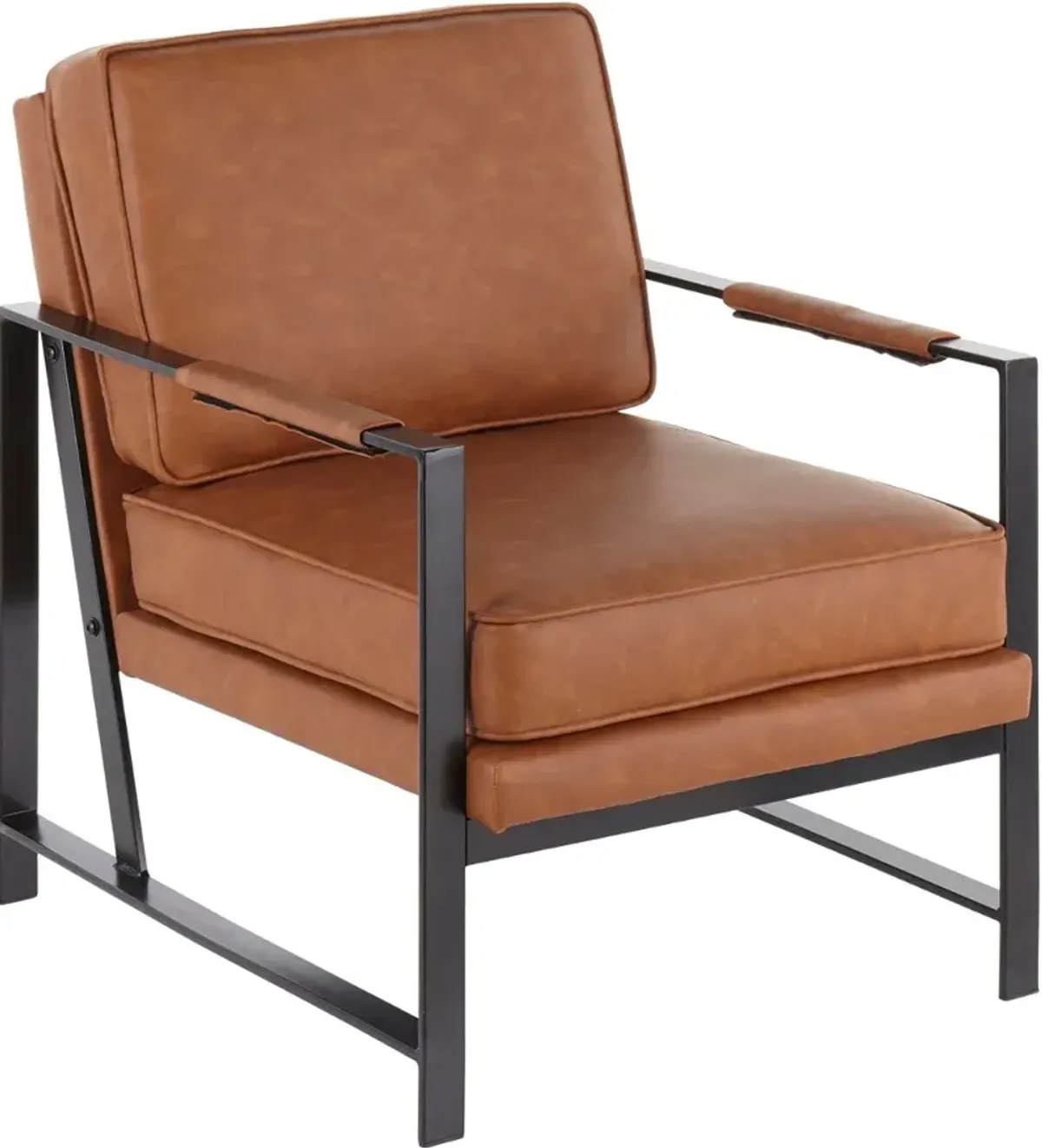 Contemporary Camel Brown Faux Leather Arm Chair - Franklin