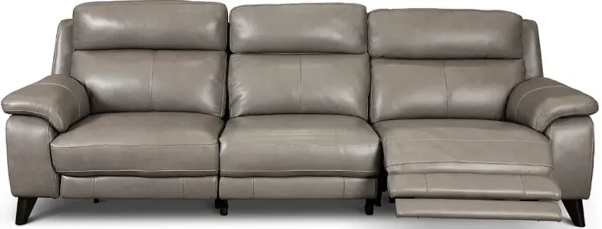 Venice Gray Leather-Match 3-Seat Power Reclining Sofa