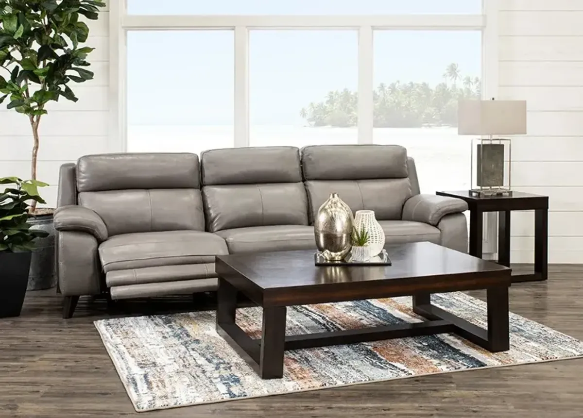 Venice Gray Leather-Match 3-Seat Power Reclining Sofa