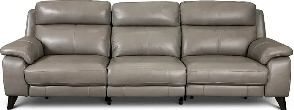 Venice Gray Leather-Match 3-Seat Power Reclining Sofa