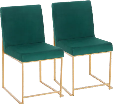 Fuji Green and Gold Dining Chairs, Set of 2