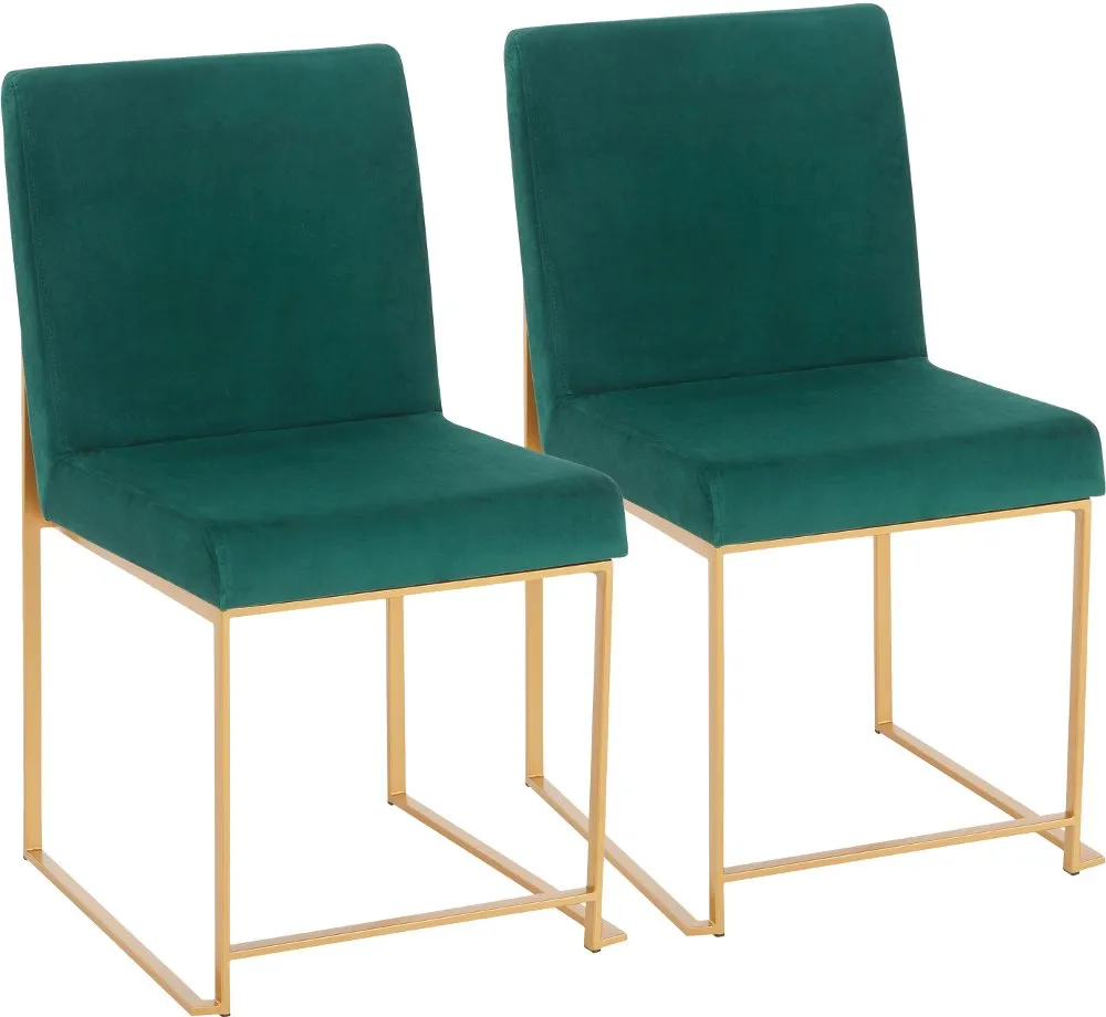 Fuji Green and Gold Dining Chairs, Set of 2