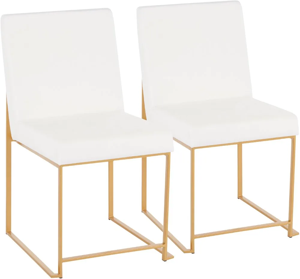 Fuji White and Gold Dining Chairs, Set of 2