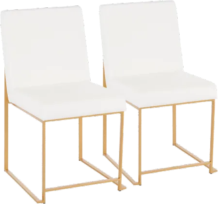 Fuji White and Gold Dining Chairs, Set of 2