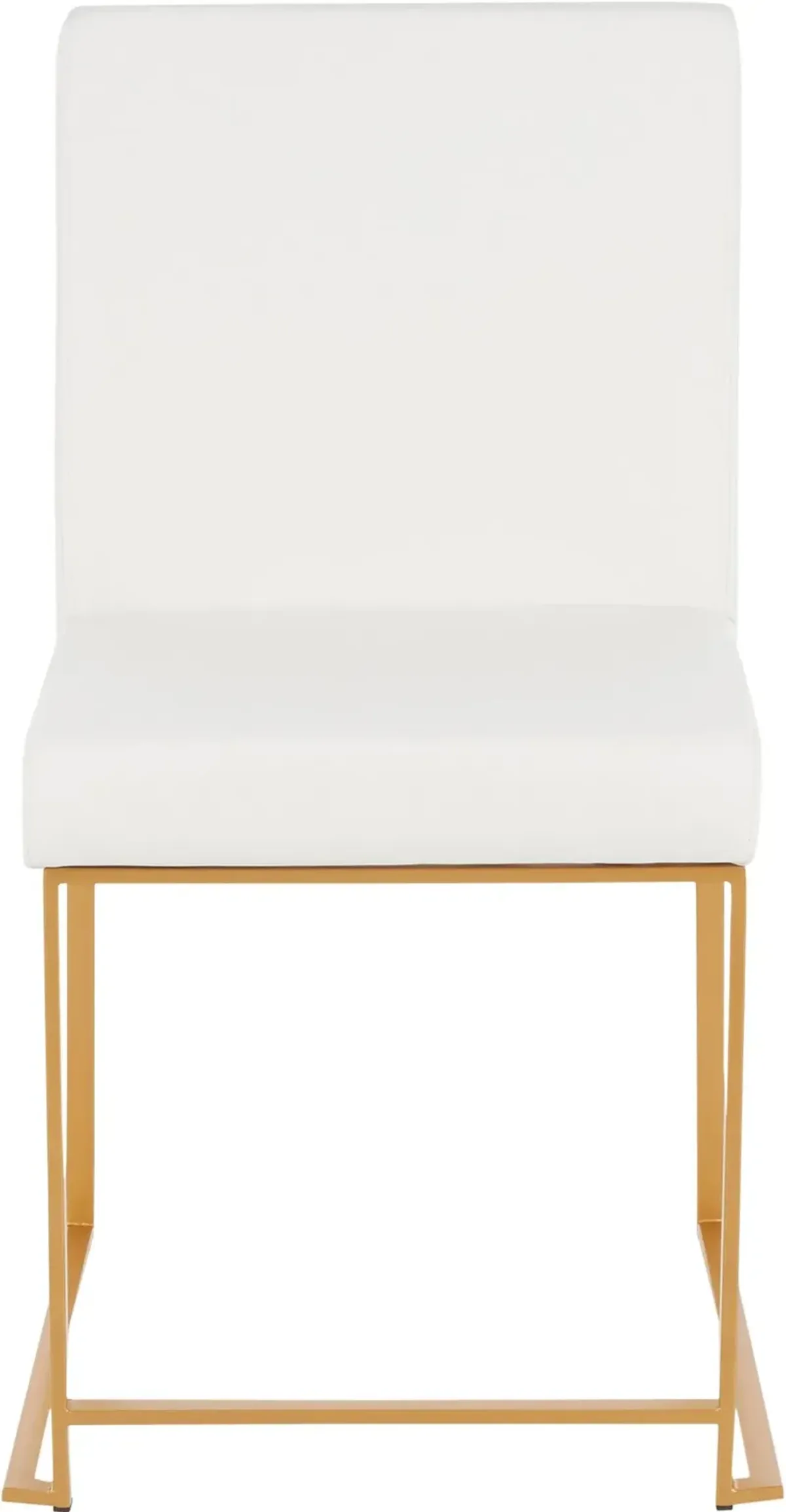 Fuji White and Gold Leather Dining Chairs, Set of 2