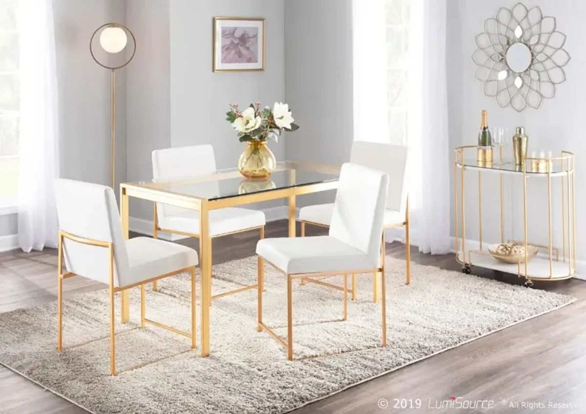 Fuji White and Gold Leather Dining Chairs, Set of 2