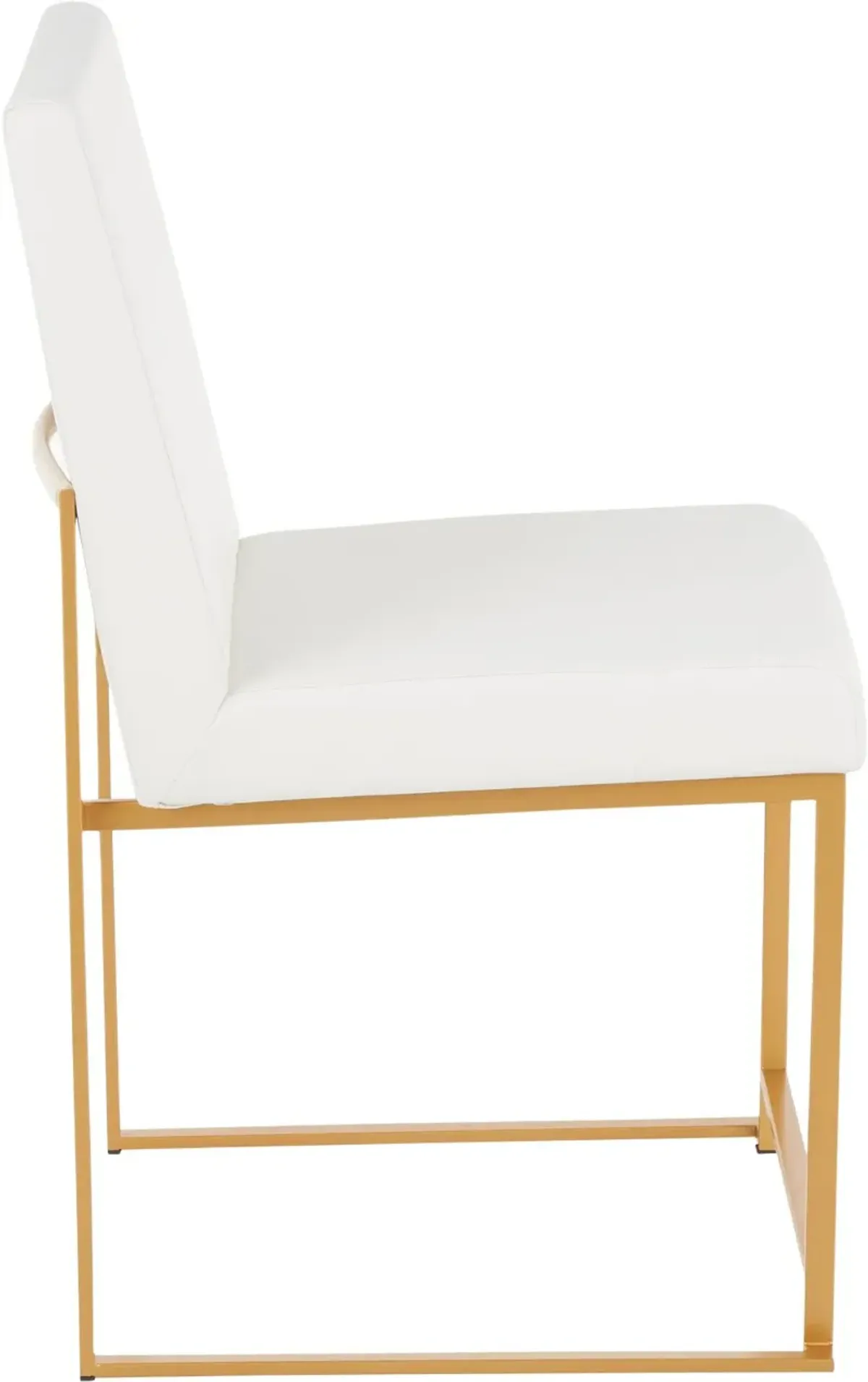 Fuji White and Gold Leather Dining Chairs, Set of 2