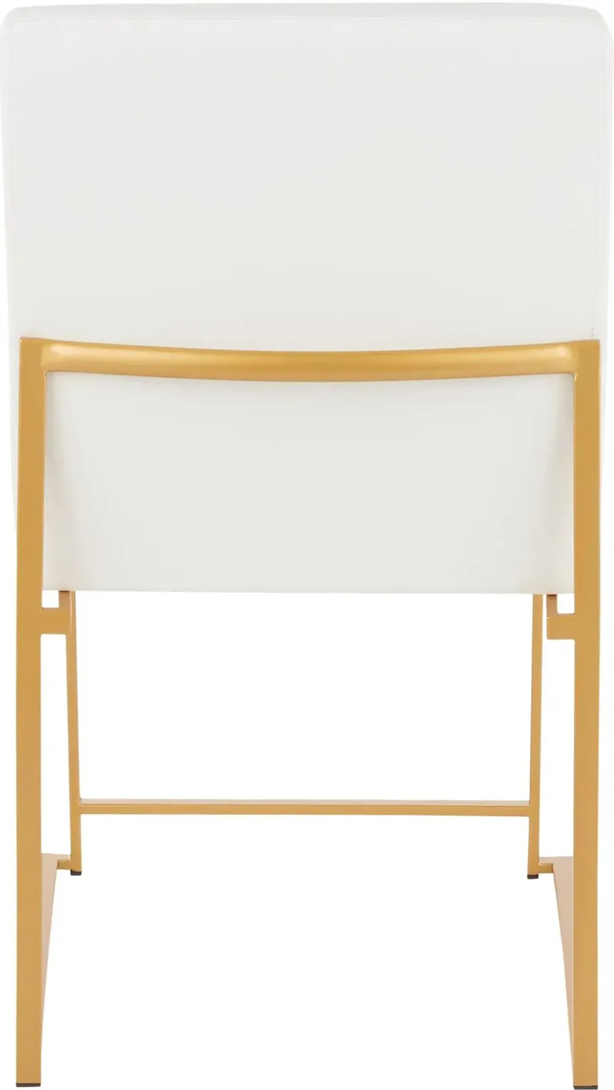 Fuji White and Gold Leather Dining Chairs, Set of 2