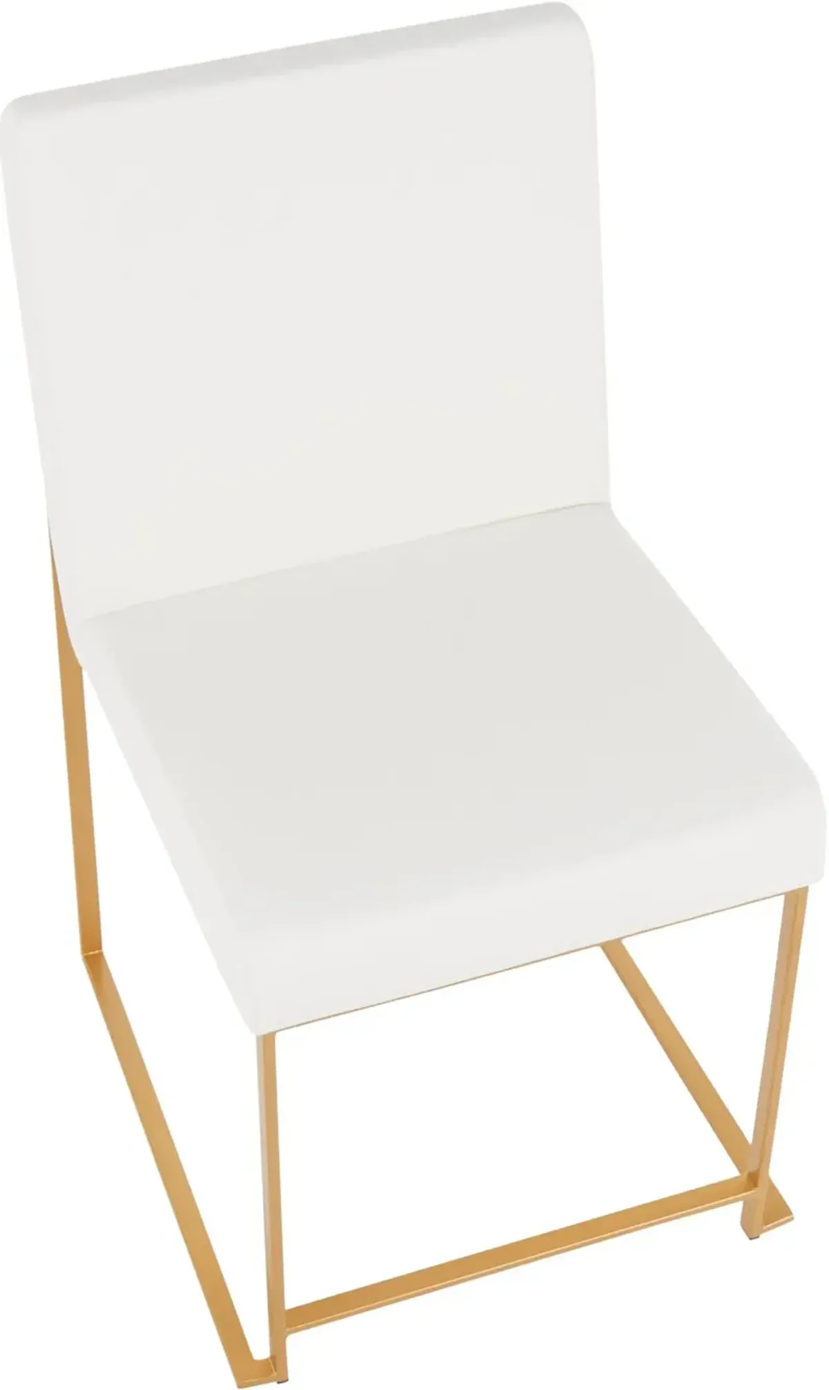 Fuji White and Gold Leather Dining Chairs, Set of 2