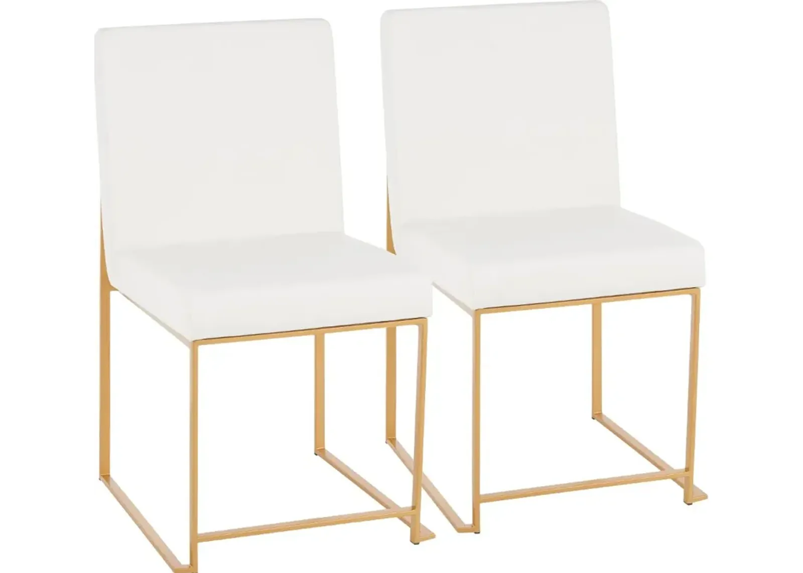 Fuji White and Gold Leather Dining Chairs, Set of 2