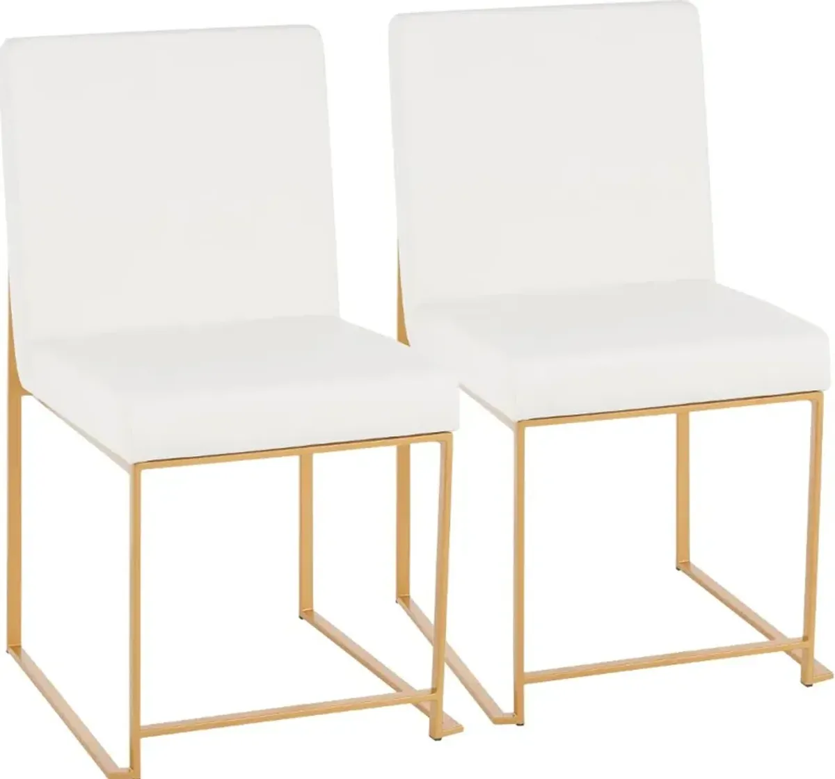 Fuji White and Gold Leather Dining Chairs, Set of 2