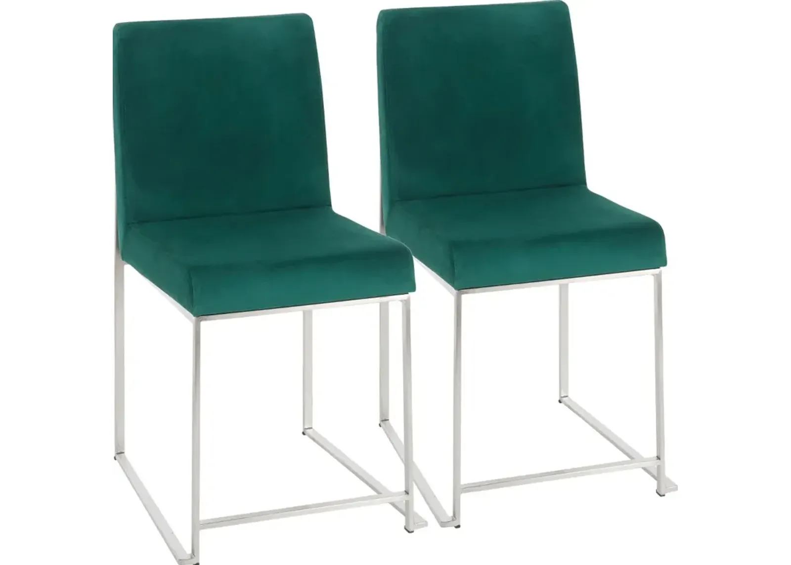 Fuji Green and Silver Dining Chairs, Set of 2