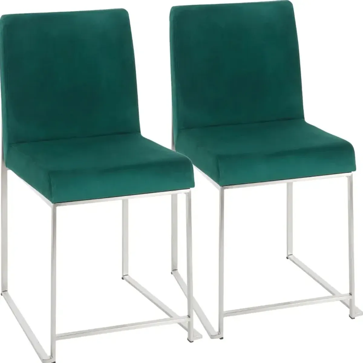 Fuji Green and Silver Dining Chairs, Set of 2