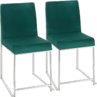 Fuji Green and Silver Dining Chairs, Set of 2