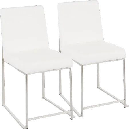 Fuji White and Silver Dining Chairs, Set of 2