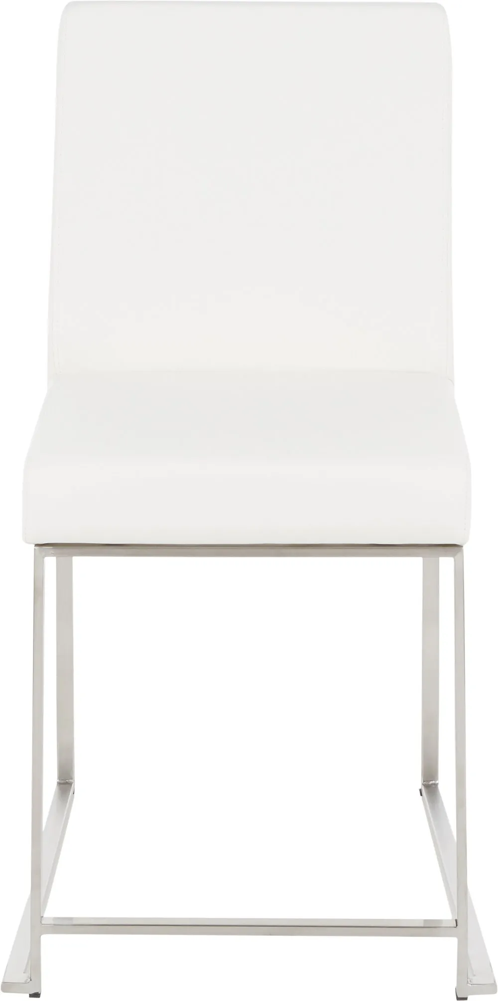 Fuji White and Silver Leather Dining Chairs, Set of 2