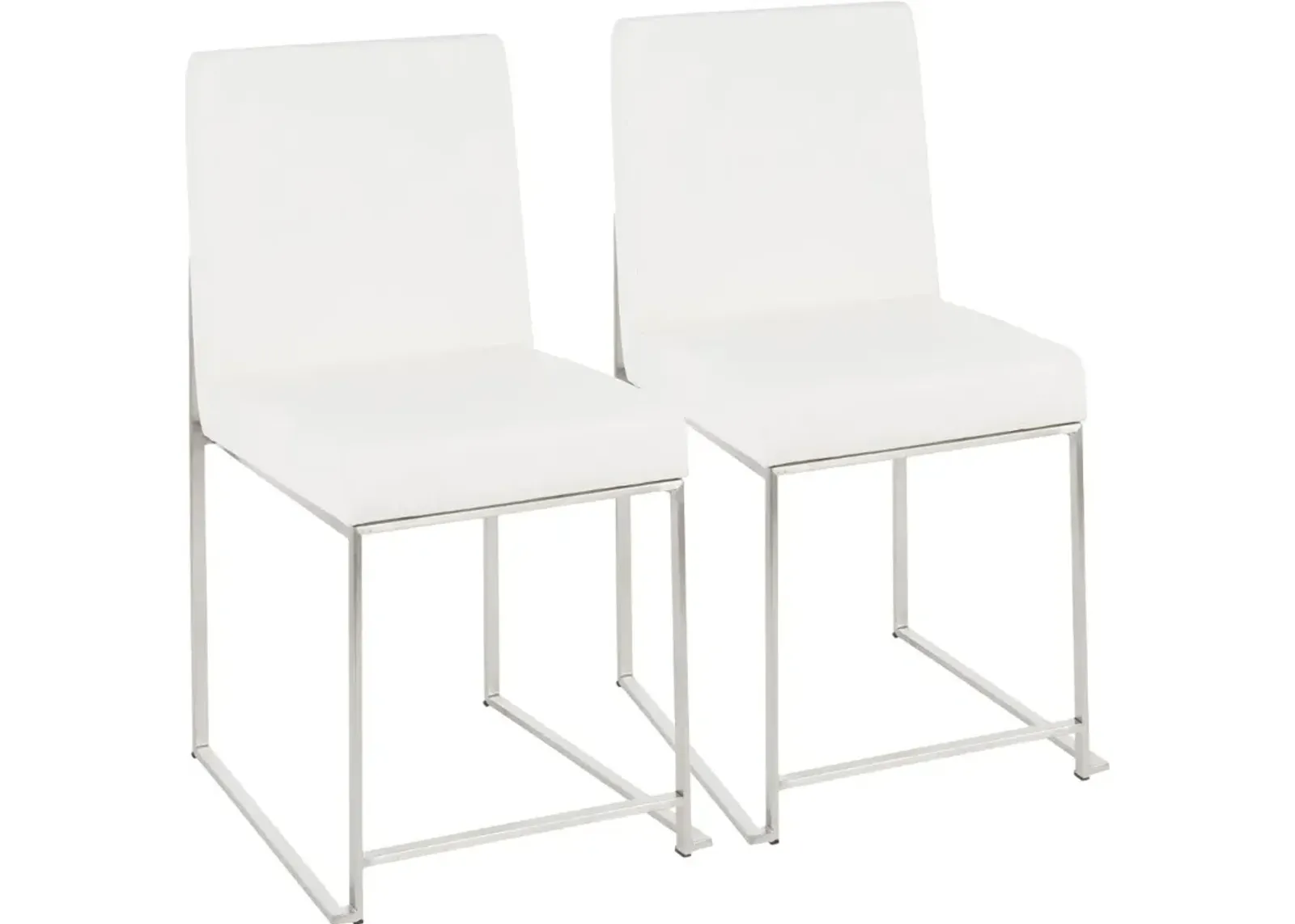 Fuji White and Silver Leather Dining Chairs, Set of 2