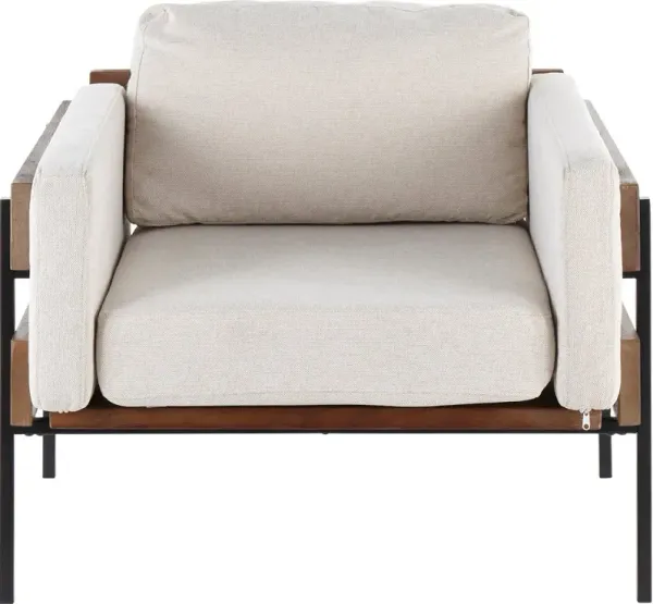 Farmhouse Cream Faux Leather Accent Chair - Kari