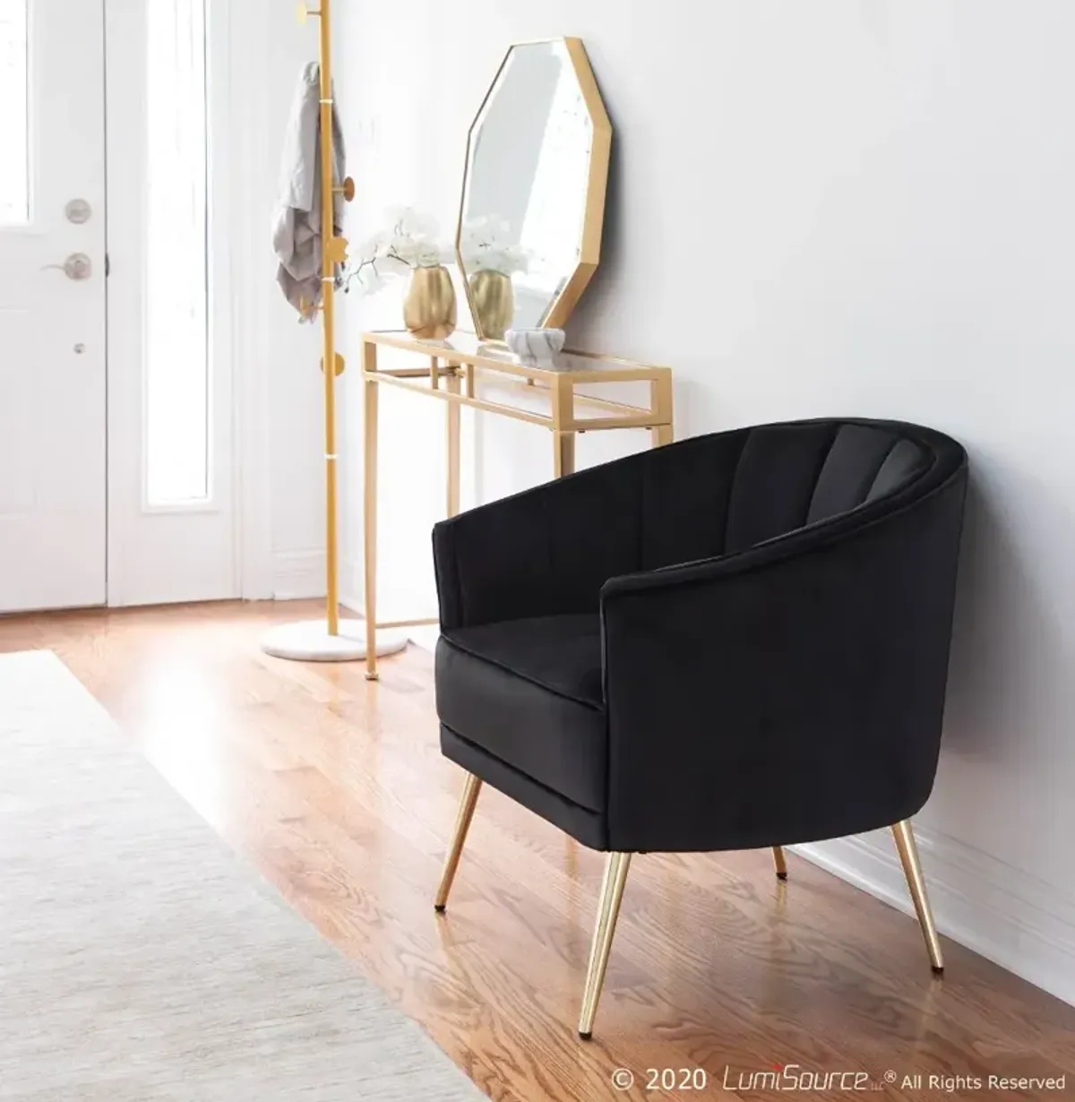 Tania Black Velvet Glam Accent Chair