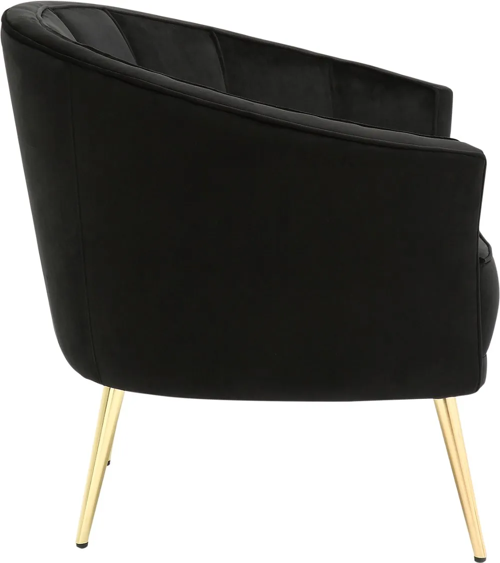 Tania Black Velvet Glam Accent Chair