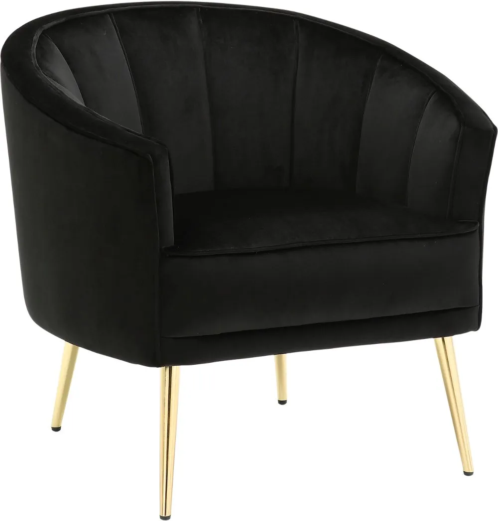 Tania Black Velvet Glam Accent Chair