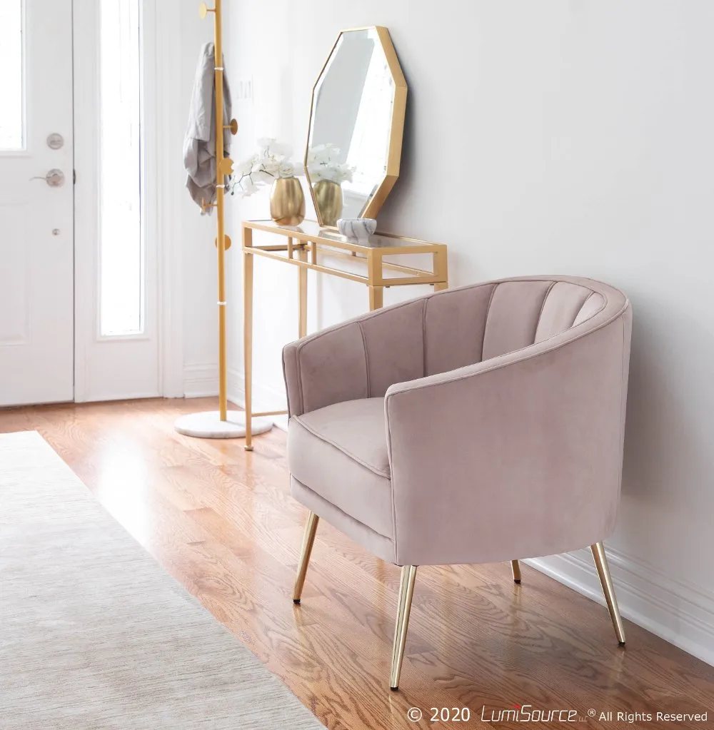 Tania Blush Pink Velvet Glam Accent Chair