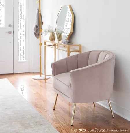 Tania Blush Pink Velvet Glam Accent Chair