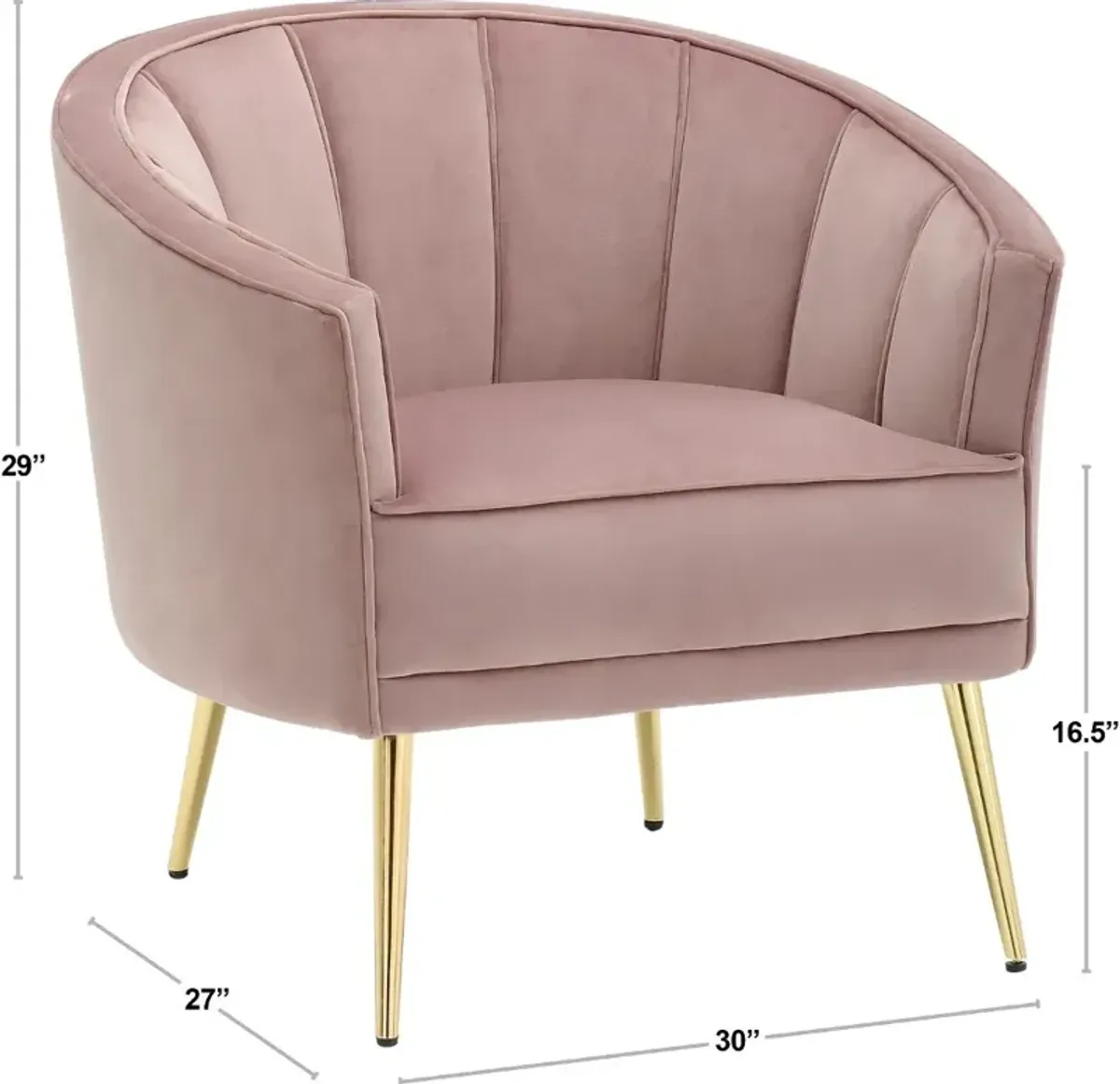 Tania Blush Pink Velvet Glam Accent Chair