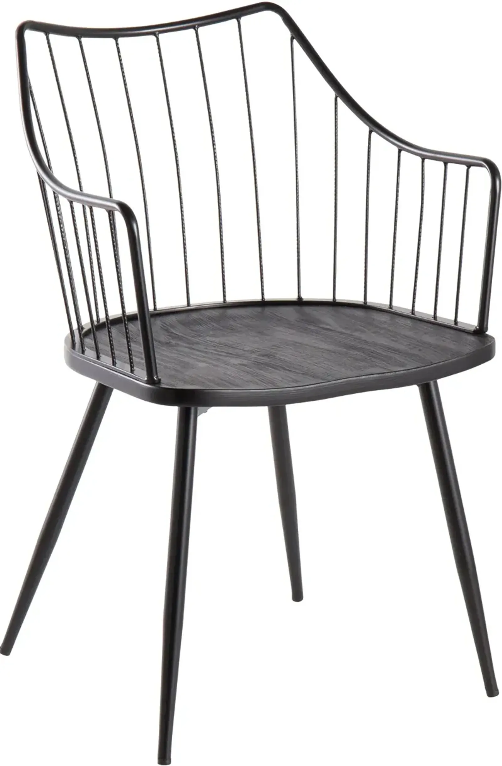 Winston Farmhouse Black Metal and Black Wood Chair