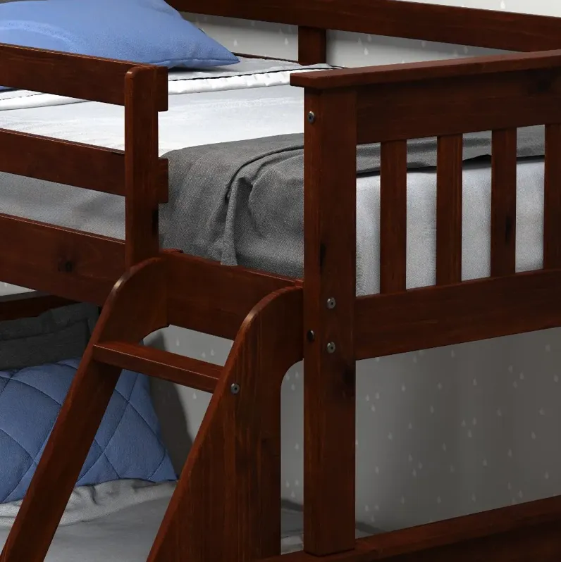 Dark Brown Twin-over-Full Bunk Bed with Storage - Craftsman